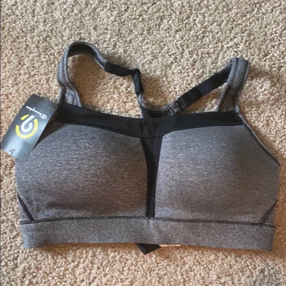 NWT champion heather grey and black sports bra 36C